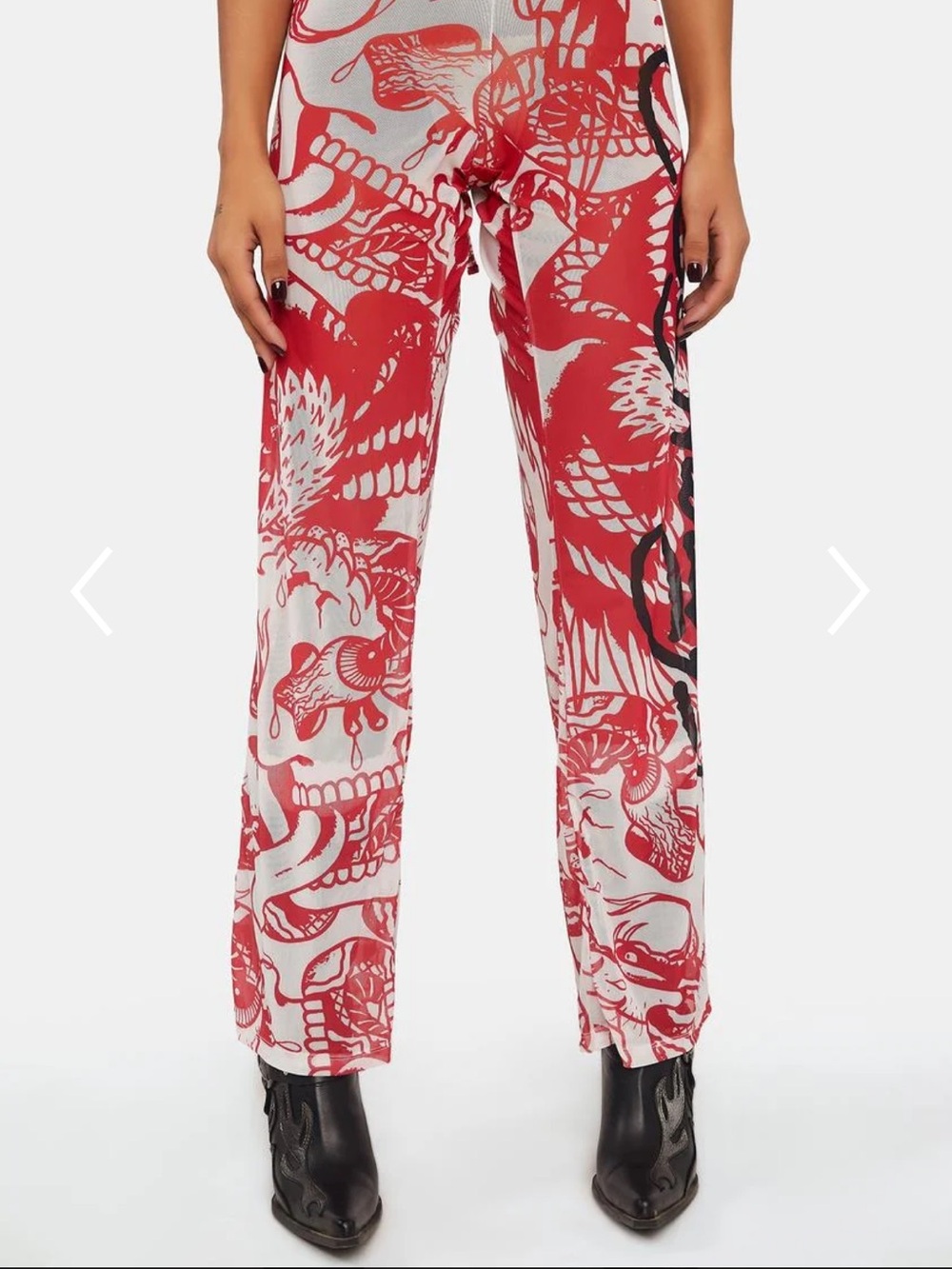 Y2K Ed Hardy Red and White Graphic Pants - Dolls Kill Collab